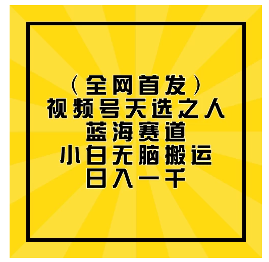 全网首发，视频号天选之人蓝海赛道，小白无脑搬运日入一千-雨辰网创分享