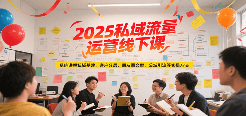 2025私域流量运营线下课，系统讲解私域基建/客户分层/朋友圈文案/公域引流等实操方法-清风网创