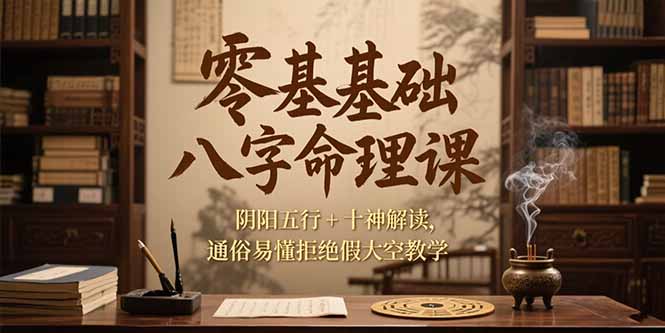 零基础八字命理课，阴阳五行+十神解读，通俗易懂拒绝假大空教学-清风网创