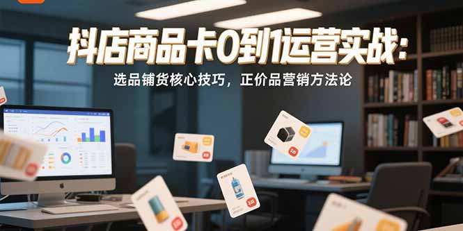 抖店商品卡0到1运营实战：选品铺货核心技巧，正价品营销方法论-清风网创