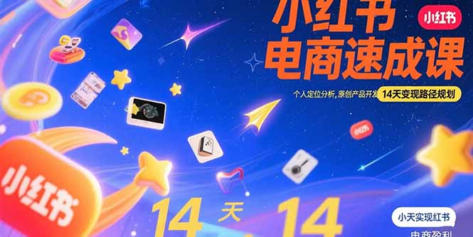 小红书虚拟电商速成课：个人定位分析，原创产品开发，14天变现路径规划-清风网创