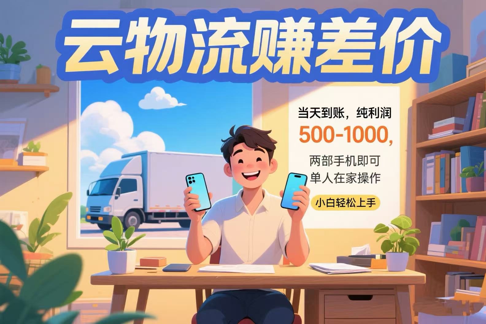 云物流赚差价 当天到账纯利润500-1000 两部手机即可 可单人在家操作 小…-清风网创