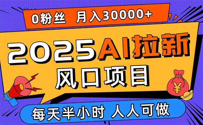 2025AI拉新风口项目，0粉0基础月入30000+新手小白轻松学会-清风网创