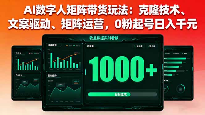 AI数字人矩阵带货玩法：克隆技术、文案驱动、矩阵运营，0粉起号日入千元-清风网创