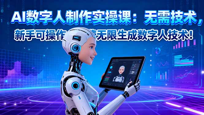 AI数字人制作实操课:无需技术,新手可操作,免费无限生成数字人技术!-创派资源网