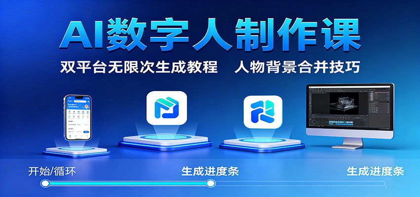 AI数字人制作课:双平台无限次生成教程,人物背景合并技巧-优优云网创