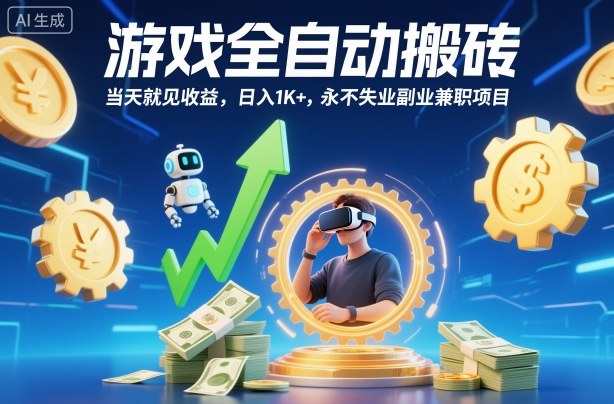 游戏全自动搬砖,当天就见收益,日入1K+,永不失业副业兼职项目【揭秘】-云网创