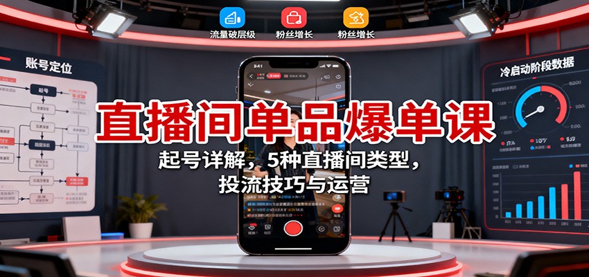 直播间单品爆单课:起号详解,5种直播间类型,投流技巧与运营-沧锐云