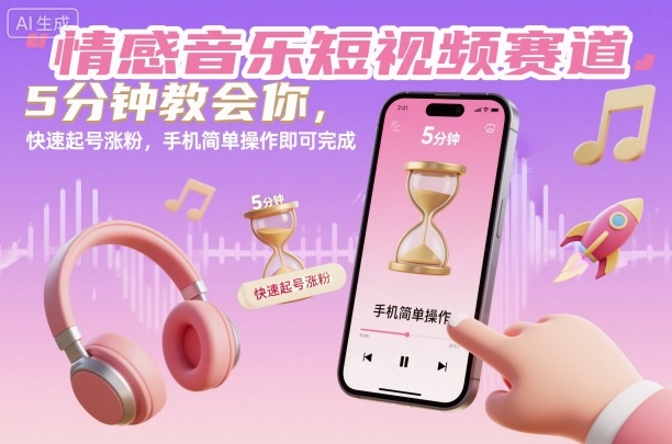 情感音乐短视频赛道,5分钟教会你,快速起号涨粉,手机简单操作即可完成-全民创业网