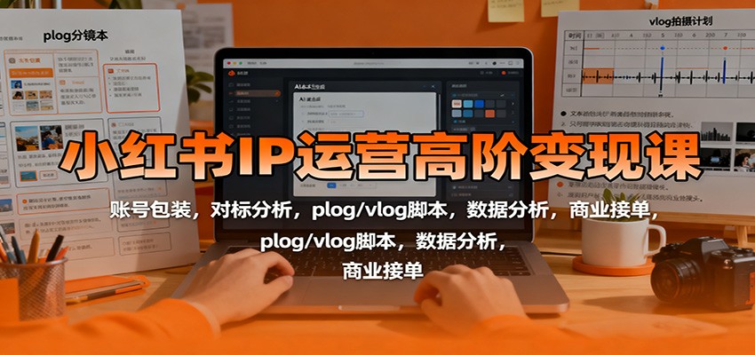 小红书IP运营高阶变现课:账号包装,对标分析,plog/vlog脚本,数据分析,商业接单-全民创业网