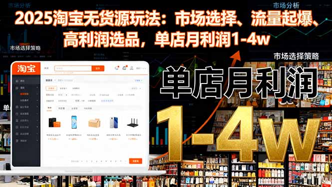 2025淘宝无货源玩法:市场选择、流量起爆、高利润选品,单店月利润1-4w-全民创业网