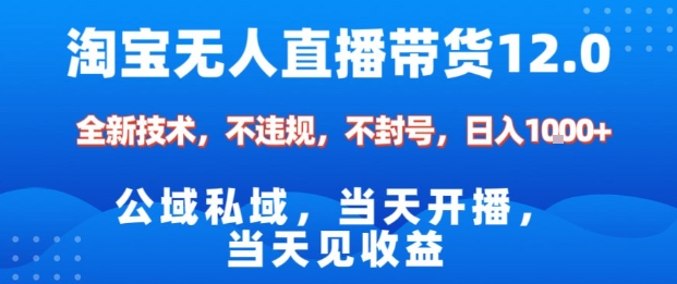 淘宝无人直播12.0，公域私域技术，不封号，不违规布局双十一流量风口，日入1k(独家技术)【揭秘】-爱赚网创分享