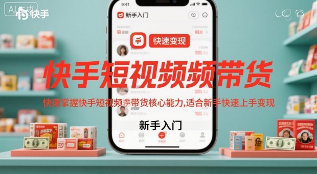 快手短视频带货,快速掌握快手短视频带货核心能力,适合新手快速上手变现-优优云云网创