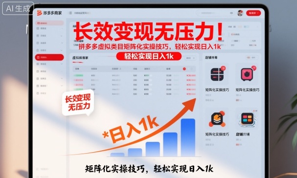 长效变现无压力!拼多多虚拟类目矩阵化实操技巧,轻松实现日入1k【揭秘】-云熙网创
