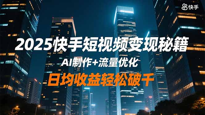 2025快手短视频变现秘籍,AI制作+流量优化,日均收益轻松破千-云熙网创