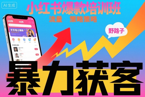 小红书爆款培训班,小红书获客野路子流量打法,暴力持续获客-清风网创