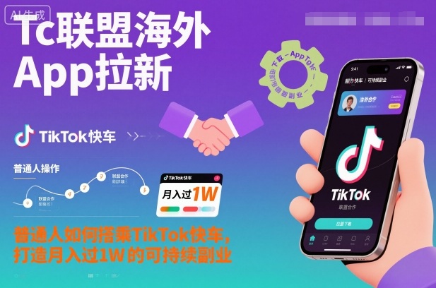 Tc联盟海外App拉新:普通人如何搭乘TikTok快车,打造月入过1W的可持续副业-青年云网创