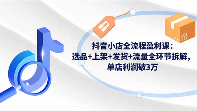 抖音小店全流程盈利课:选品+上架+发货+流量全环节拆解,单店利润破3万-青年云网创