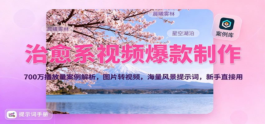 治愈系视频爆款制作,700万播放量案例解析,图片转视频,海量风景提示词,新手直接用-XX网创