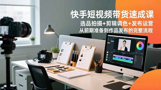快手短视频带货速成课,选品拍摄+剪辑调色+发布运营,从前期准备到作品发布的完整流程-参一网创