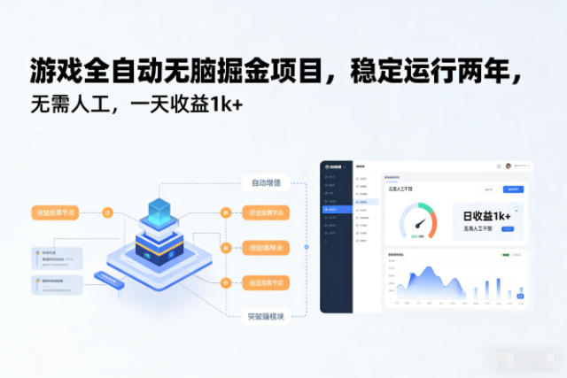 游戏全自动无脑掘金项目，稳定运行两年，无需人工，一天收益1k+【揭秘】-清风网创