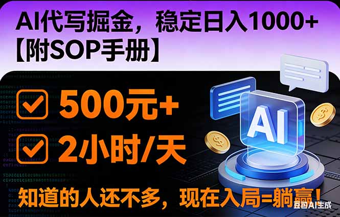 2026风口项目,AI代写掘金,稳定日入1000+,掌握核心技能【附SOP手册】-云网创