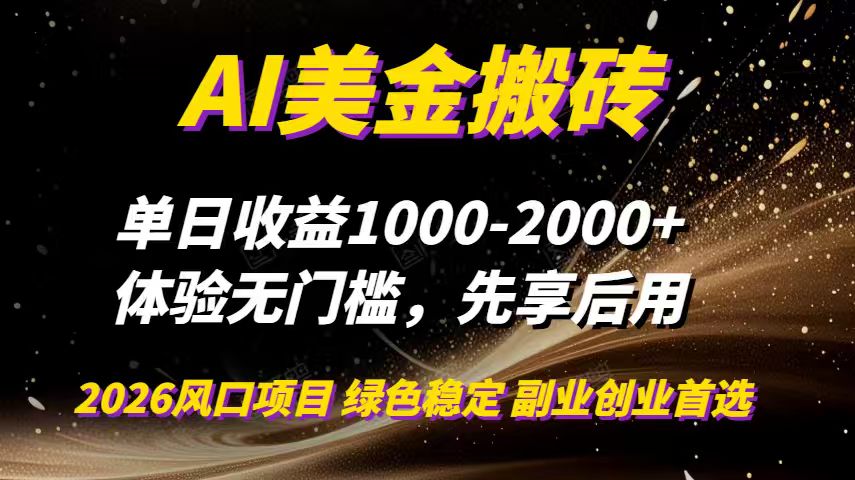 AI美金搬砖，单日收益1000-2000+，2025风口项目，可以副业，可以全职，可以工作室放大-清风网创