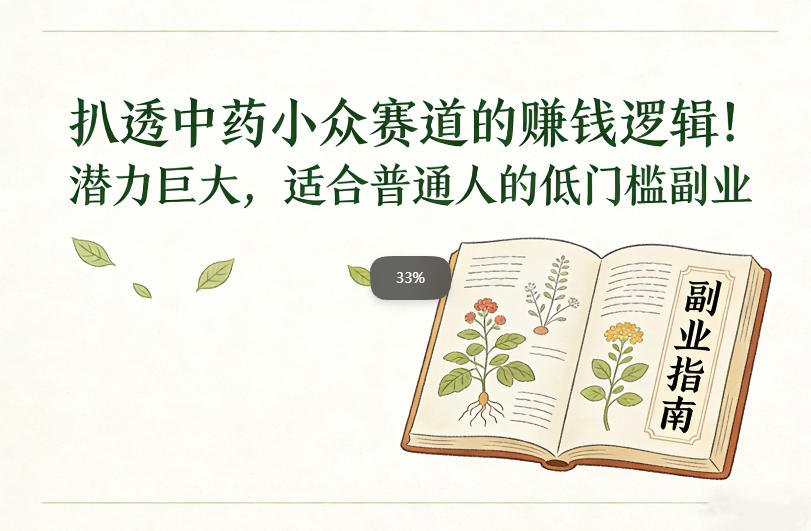 扒透中药小众赛道的賺米逻辑,潜力巨大,适合普通人的低门槛副业-优易云