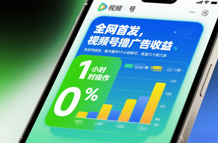 全网首发,视频号撸广告收益,无任何成本,每天操作1个小时即可,收益几十到几张-云网创