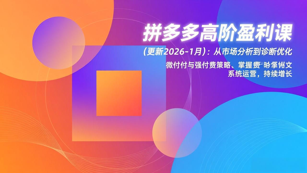 拼多多高阶盈利课(更新2026-1月-云网创