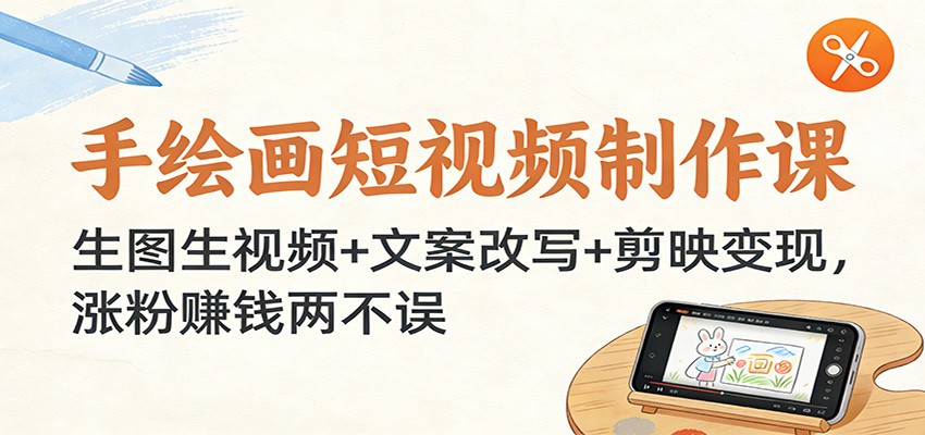 手绘画短视频制作课:生图生视频+文案改写+剪映变现,涨粉赚钱两不误-云网创