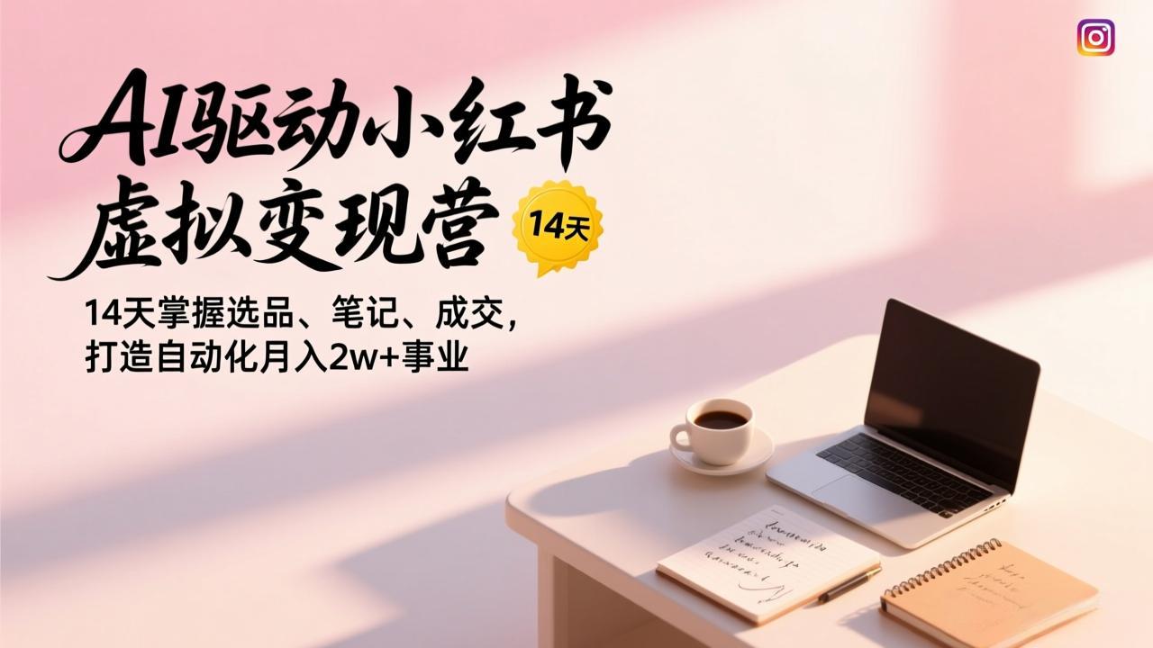 AI驱动小红书虚拟变现营,14天掌握选品、笔记、成交,打造自动化月入2w+事业-启帆云网创