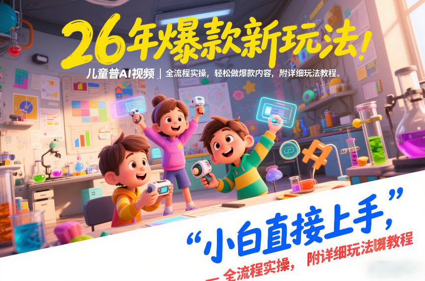 26年爆款新玩法,儿童科普AI视频,全流程实操,轻松做爆款内容,小白直接上手,附详细玩法教程-云网创