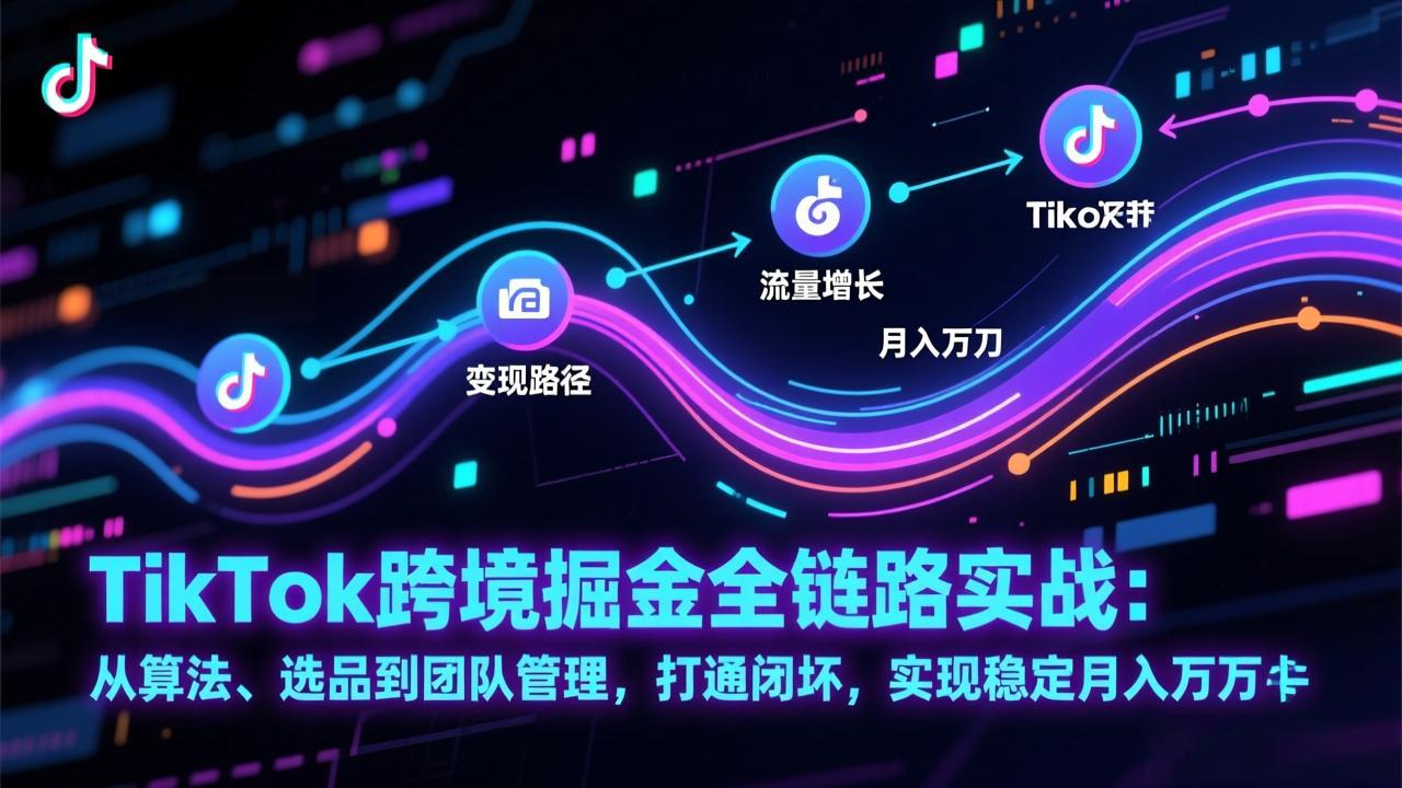 TikTok跨境掘金全链路实战:从算法、选品到团队管理,打通闭环,实现稳定月入万刀-云网创