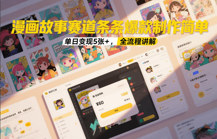 漫画故事赛道条条爆款制作简单,单日变现5张+,全流程讲解-参一网创