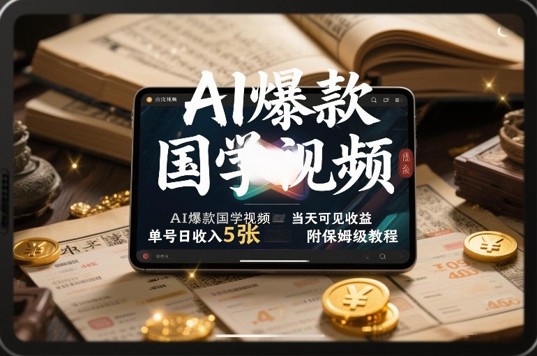 AI爆款国学视频,独家起号方法,小白直接上手,当天可见收益,单号日收入5张+附保姆级教程-参一网创