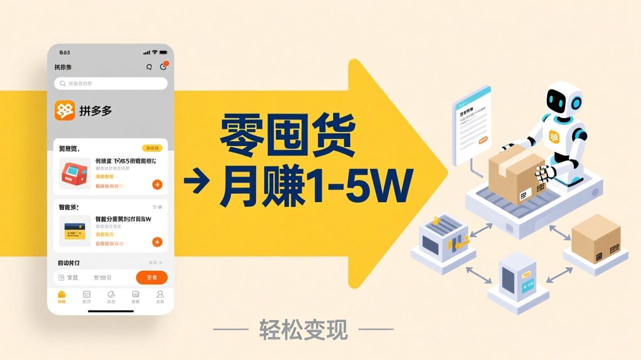 不用囤货不用跑单！拼多多虚拟玩法，机器人管理发货和客服，帮你月赚 1-5W-清风网创