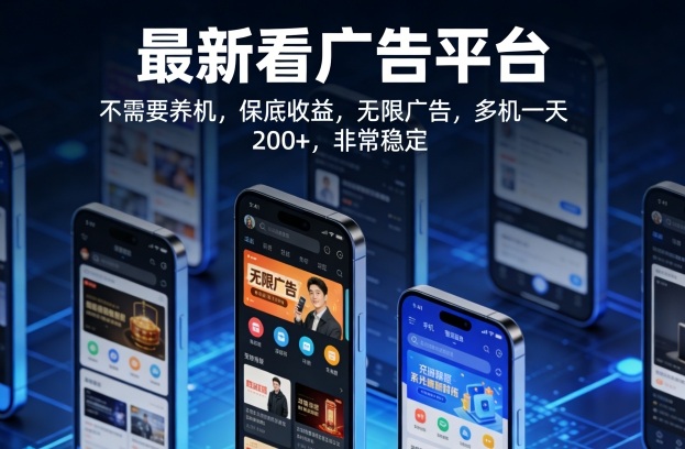 最新看广告平台,不需要养机,保底收益,无限广告,多机一天200+,非常稳定【揭秘】-亿创网