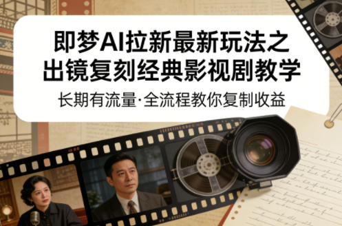 即梦AI拉新最新玩法之出镜复刻经典影视剧教学,长期有流量,全流程教你复制收益-优优云创网