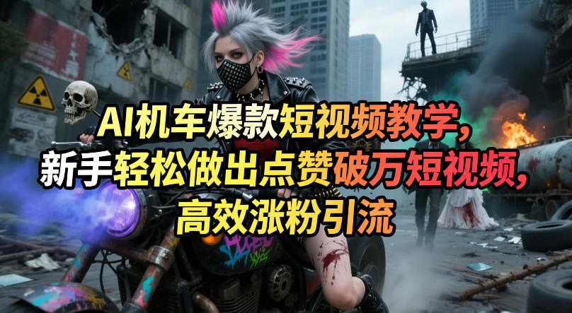 AI机车爆款短视频教学，新手轻松做出点赞破万短视频，高效涨粉引流-清风网创