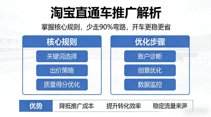 淘宝直通车推广解析，掌握核心规则，少走90%弯路，开车更稳更省-清风网创