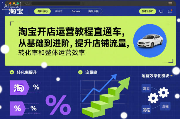 淘宝开店运营教程直通车,从基础到进阶,提升店铺流量,转化率和整体运营效率(更新26年4月10日)-优优云网创