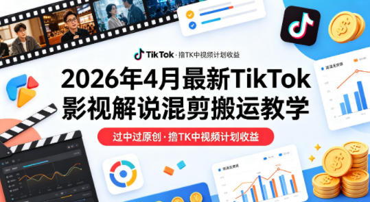 26年4月最新TikTok影视解说混剪搬运教学,过中过原创,撸TK中视频计划收益-“发个发”赚钱知识平台