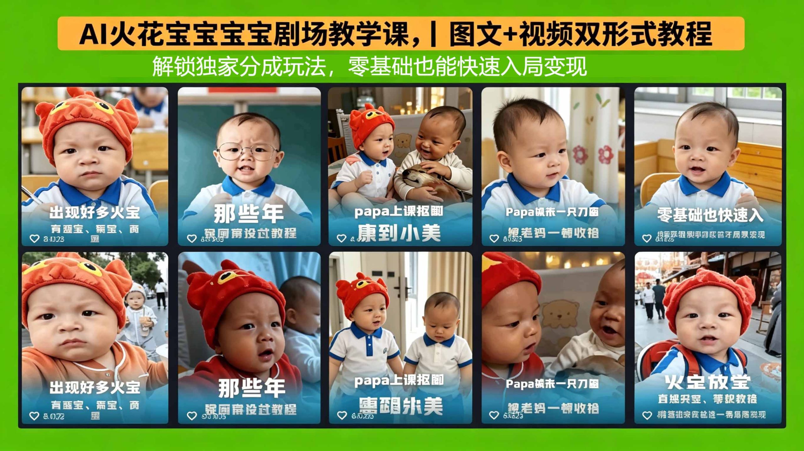 AI火花宝宝宝宝剧场教学课，图文+视频双形式教程，解锁独家分成玩法，零基础也能快速入局变现-清风网创