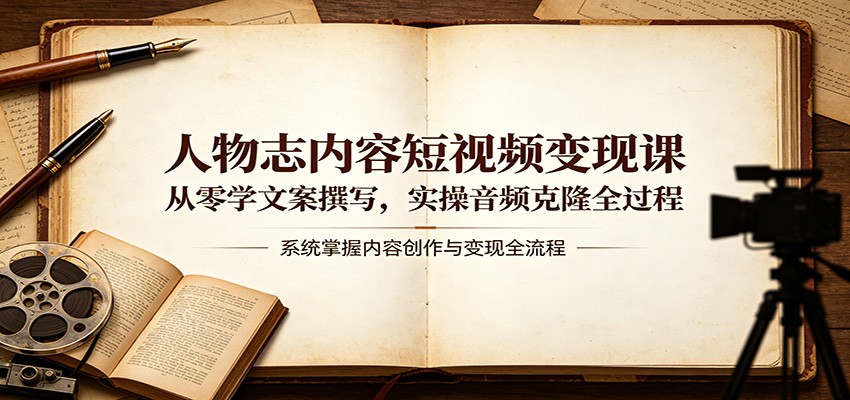 人物志内容短视频变现课：从零学文案撰写，实操音频克隆全过程-清风网创