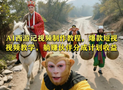 AI西游记视频制作教程，爆款短视频教学，躺賺伙伴分成计划收益-清风网创