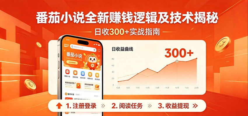 番茄小说全新赚钱逻辑及技术日收300+，小白新书皆可做！无脑赚就行了！-清风网创