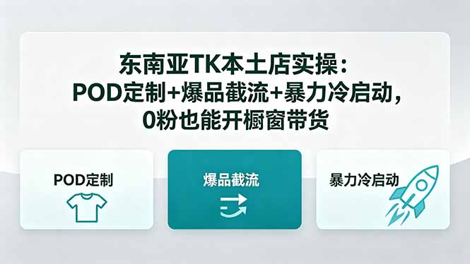 东南亚TK本土店实操：POD定制+爆品截流+暴力冷启动，0粉也能开橱窗带货-清风网创