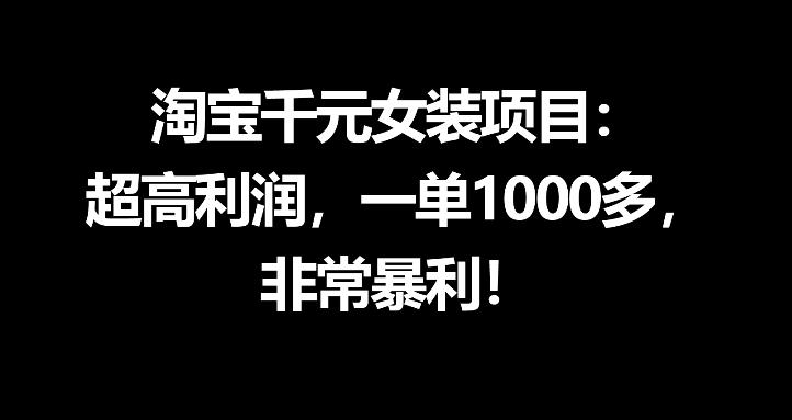 淘宝千元女装项目:超高利润,一单1000多,非常暴利-启云分享
