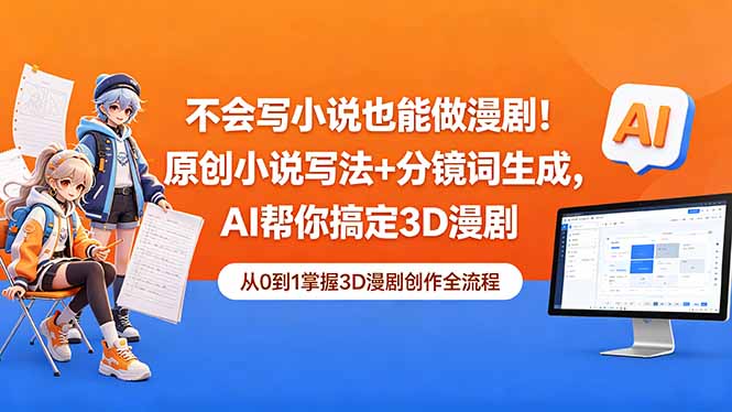 不会写小说也能做漫剧!原创小说写法+分镜词生成,AI帮你搞定3D漫剧-启点云网创